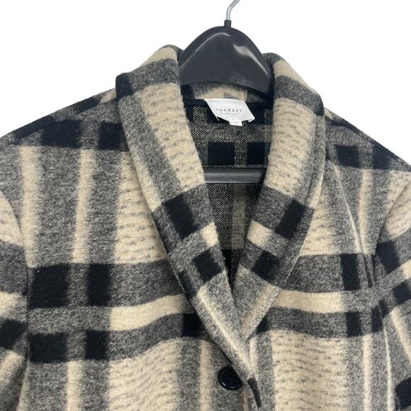 Sundays NYC Plaid Button Front Owen Coat Small - Picture 3 of 7